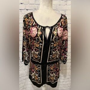 STUDIO JPR Multi Color Floral Design Top Black with Flowers Small dress